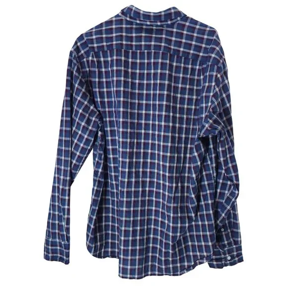 J.Crew Men’s XL Heathered Blue/Red Plaid Long-Sleeve Cotton Shirt - Picture 2 of 10